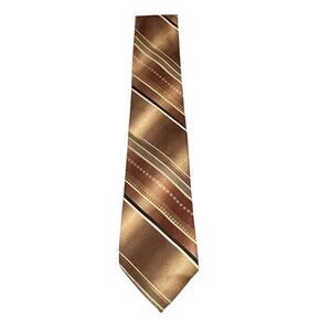 Vintage Wembley Mens Tie Bronze Striped Professional Office Corporate Necktie